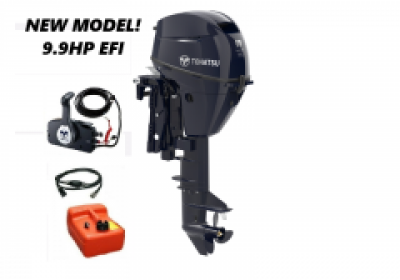 9.9HP Tohatsu Long Shaft EFi Electric Start POWER TILT 4-Stroke Outboard Motor with Remotes, 12L Fuel Tank & Line image